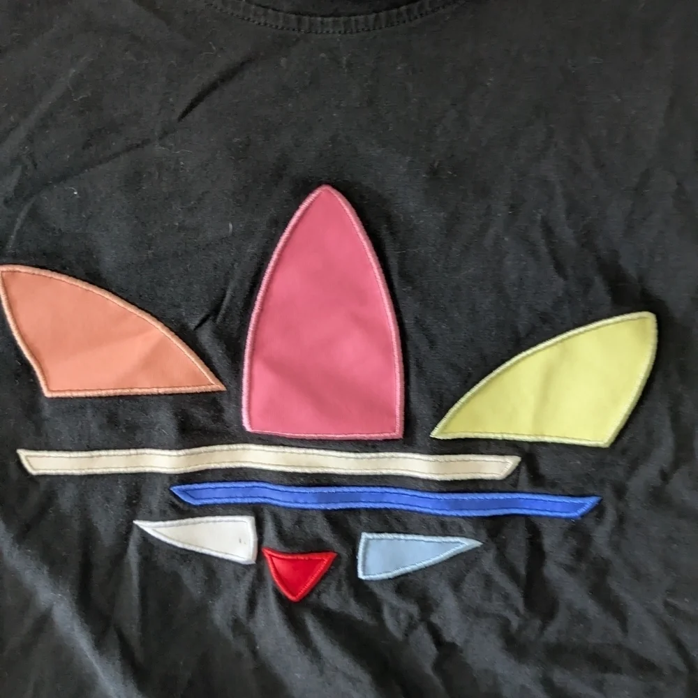 Adidas Black T-Shirt with Multicolor Logo